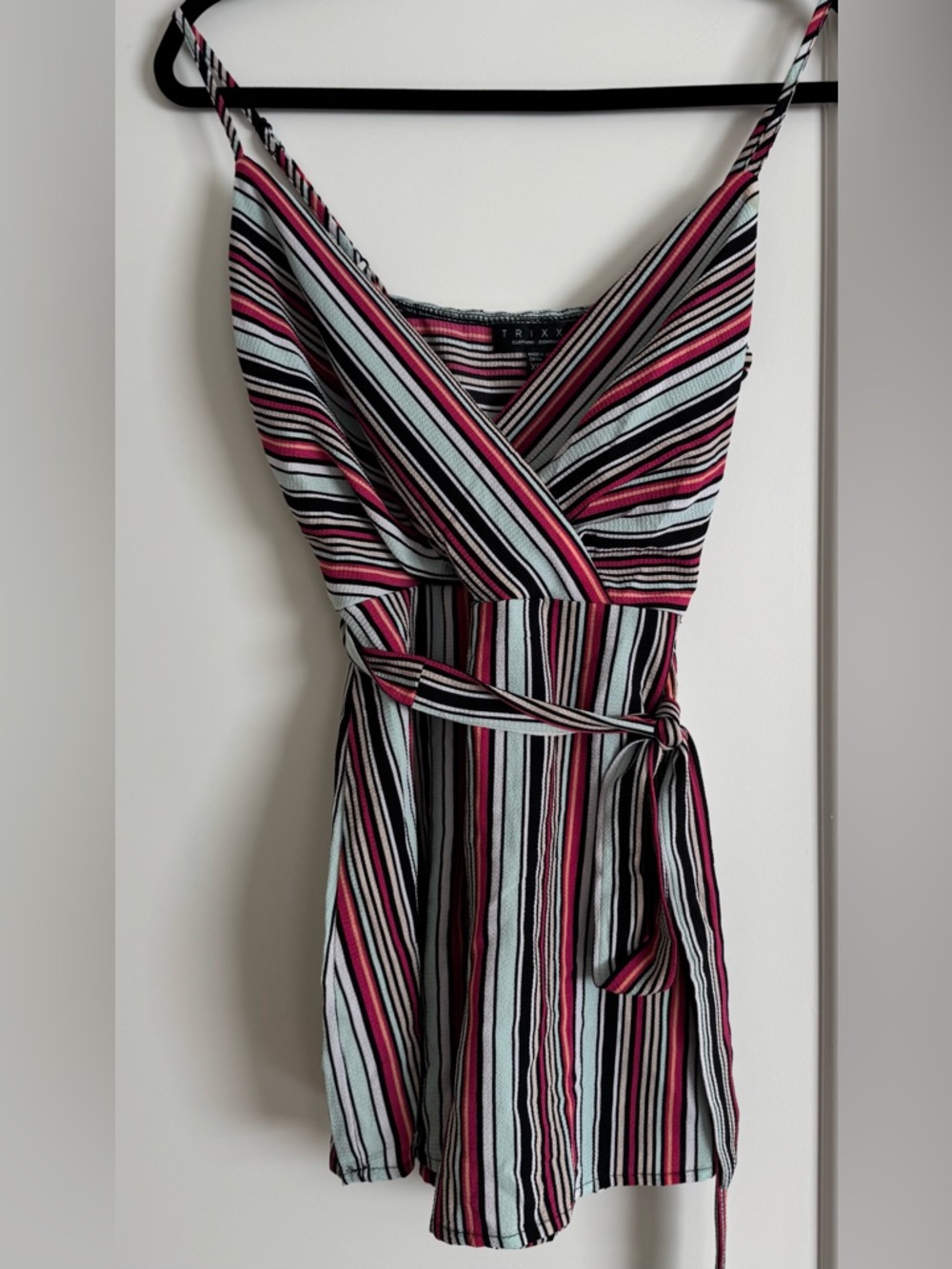 Trixxi Strapless Multi-Striped Skort Romper - Size XS - Disco Vibe